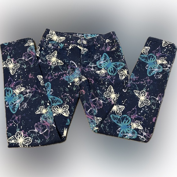Butterfly print Justice girls jeans - Picture 2 of 4